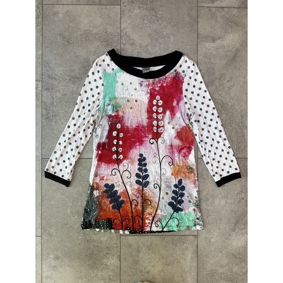 Simply Art By Dolcezza Tops - Simply Art by Dolcezza Top Women's XS/S Abstract Floral Art To Wear Artsy Boho